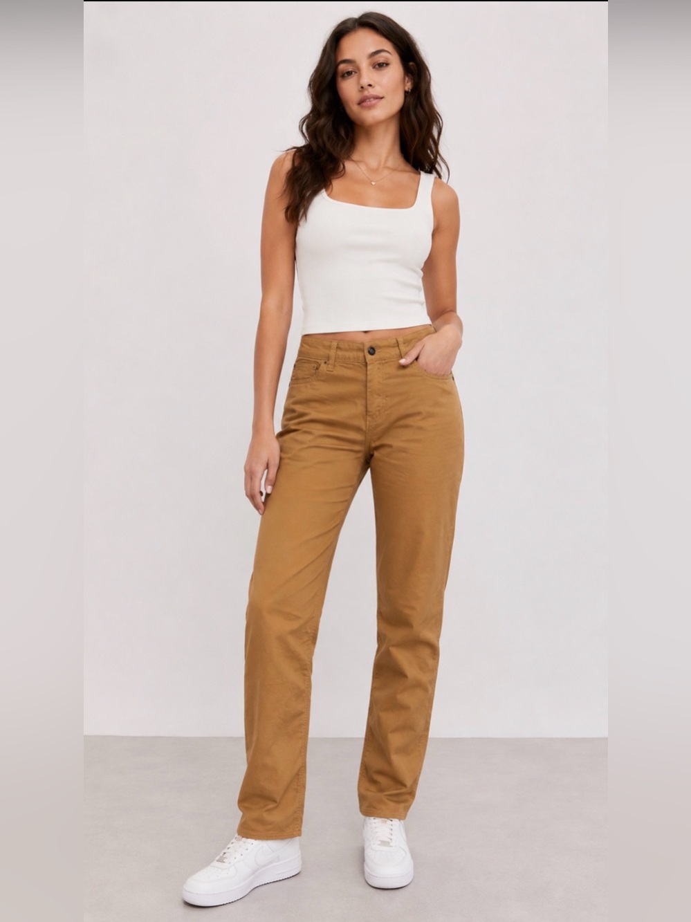 prAna Women’s Oday Jeans Size 10 camel color Straight Leg Pants 30” Inseam - Picture 8 of 8